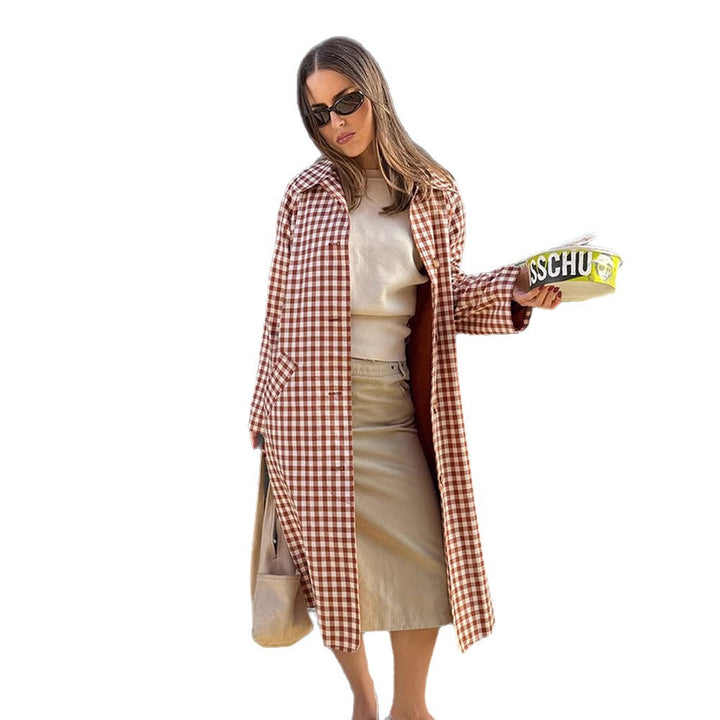 Damen Karomuster Trenchcoat Drune