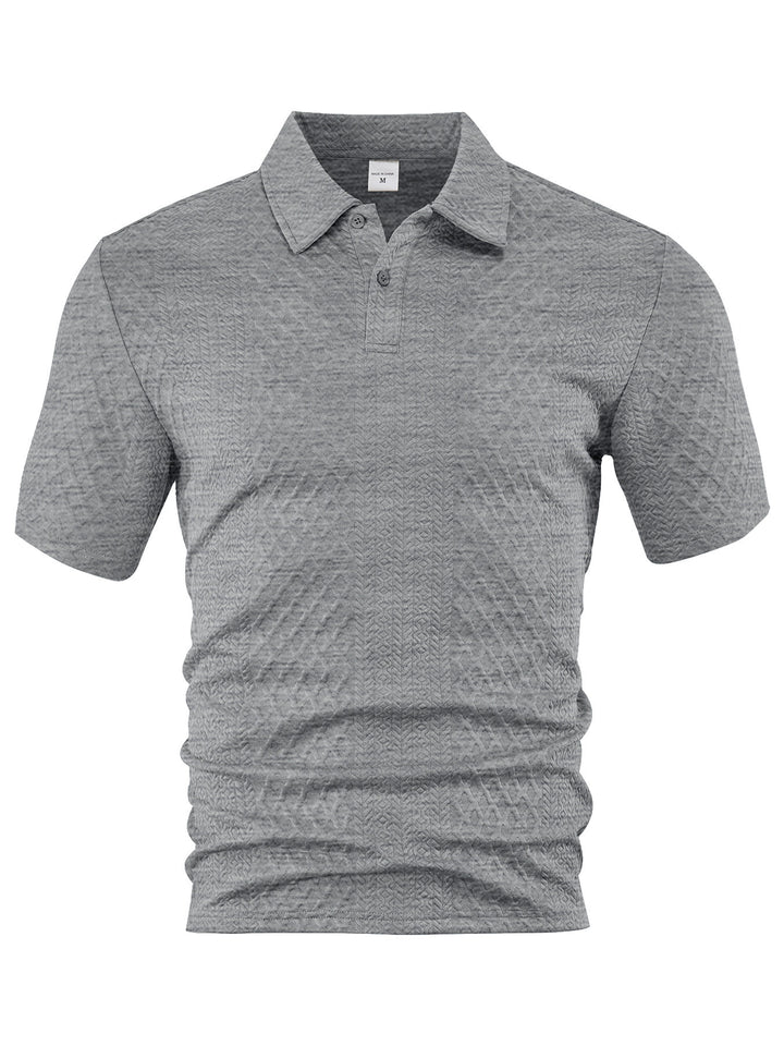 Herren nan texturiertes Jacquard-Poloshirt kurzärmelig schmaler Schnitt mit Polokragen Drune