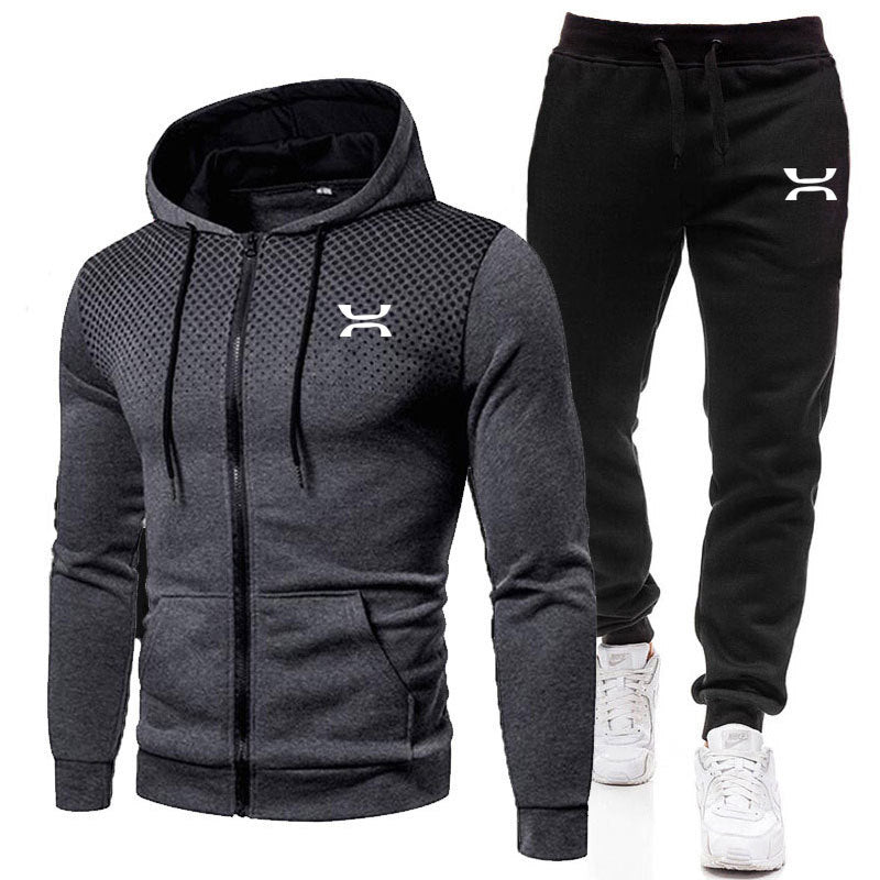 Drune Herren Sportanzug mit Reißverschluss-Hoodie und Jogginghose