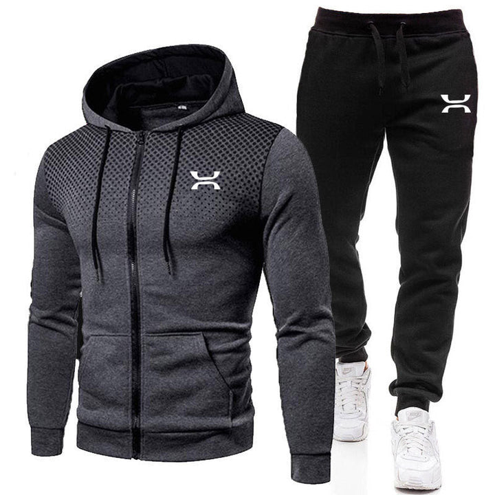 Drune Herren Sportanzug mit Reißverschluss-Hoodie und Jogginghose
