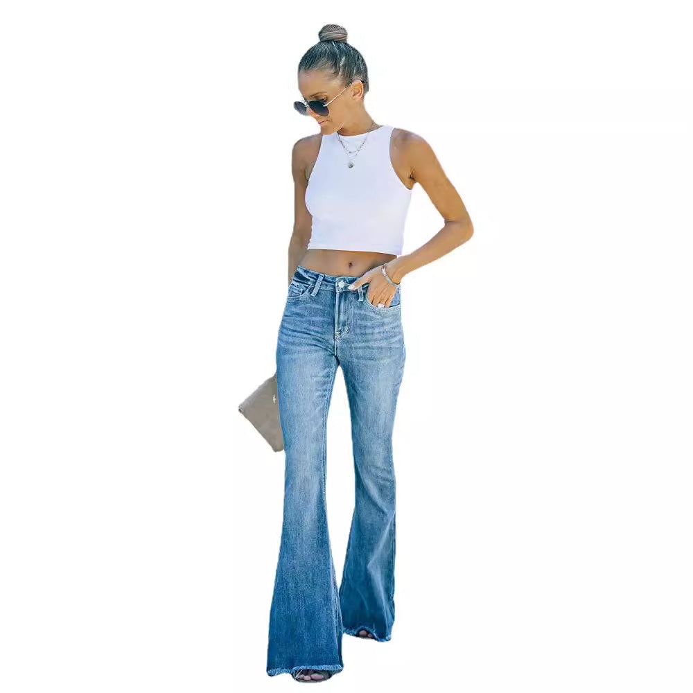 Damen Flared Jeans mit lässigem Schnitt und hohem Taillenbund Drune