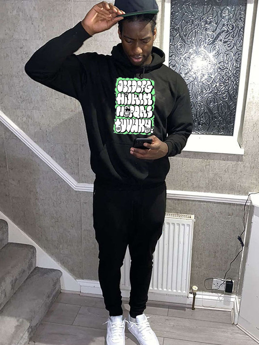 Herren Kapuzenpullover und Jogginghose Set mit auffälligem Grafiken Drune