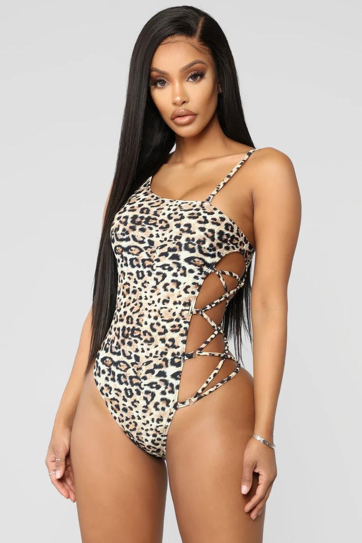 Damen Einteiliger Badeanzug mit auffälligem Animal-Print und seitlichen Cut-Outs Drune