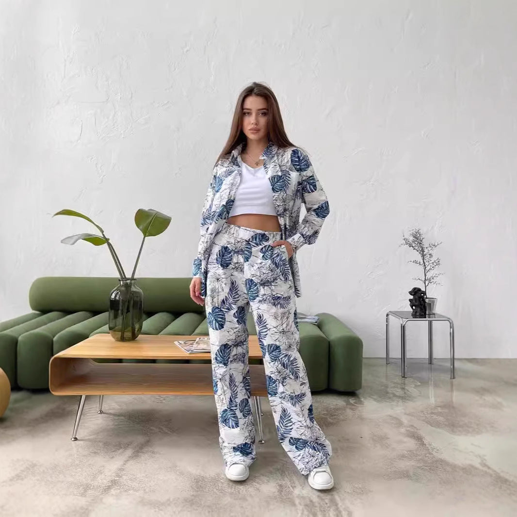 Damen lässiges Freizeit-Lounge-Set mit floralem Muster Drune