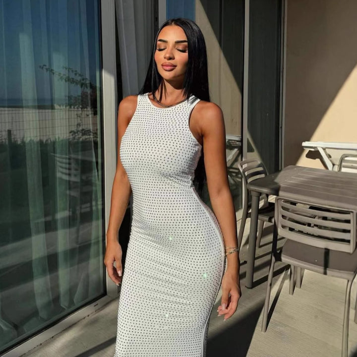 Damen Figurbetontes Abendkleid mit Glitzerakzenten Drune