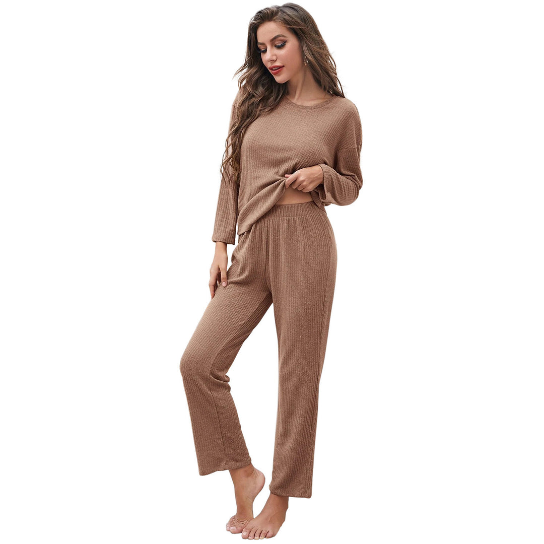 Damen gemütliches und stylisches Lounge-Set mit Rippstruktur Drune