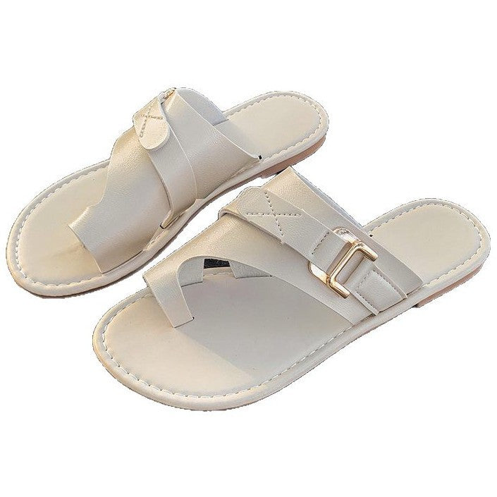 Damen Zehentrenner-Sandalen mit modischem Schnallen-Detail und bequemem Fußbett Drune