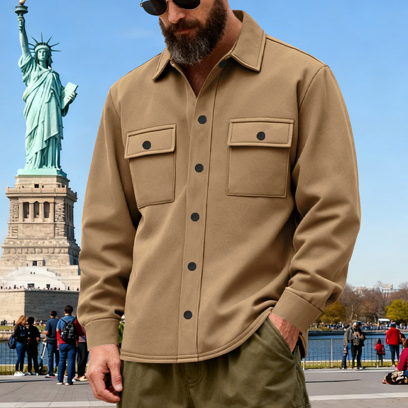 Herren nan robuste Overshirt Jacke mit aufgesetzten Brusttaschen und wärmendem Futter Drune