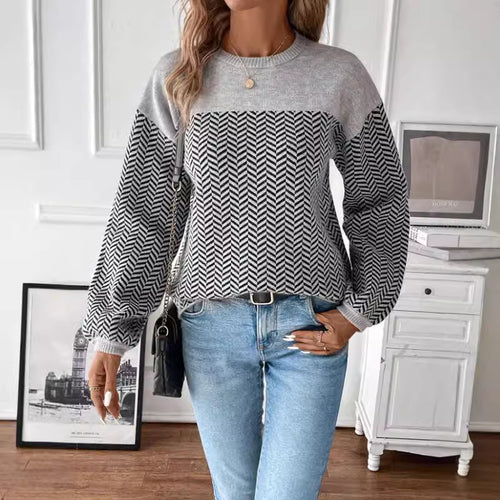 Damen Strickpullover mit modernem Zickzackmuster und lässigem Schnitt Drune