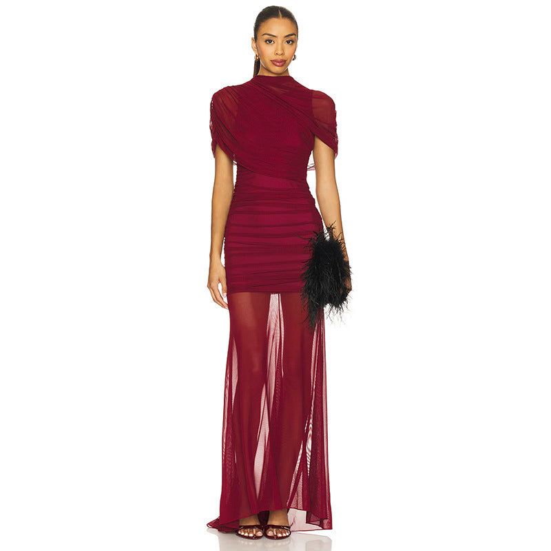 Damen Elegantes Abendkleid mit raffinierten Drapierungen und figurbetontem Schnitt Drune