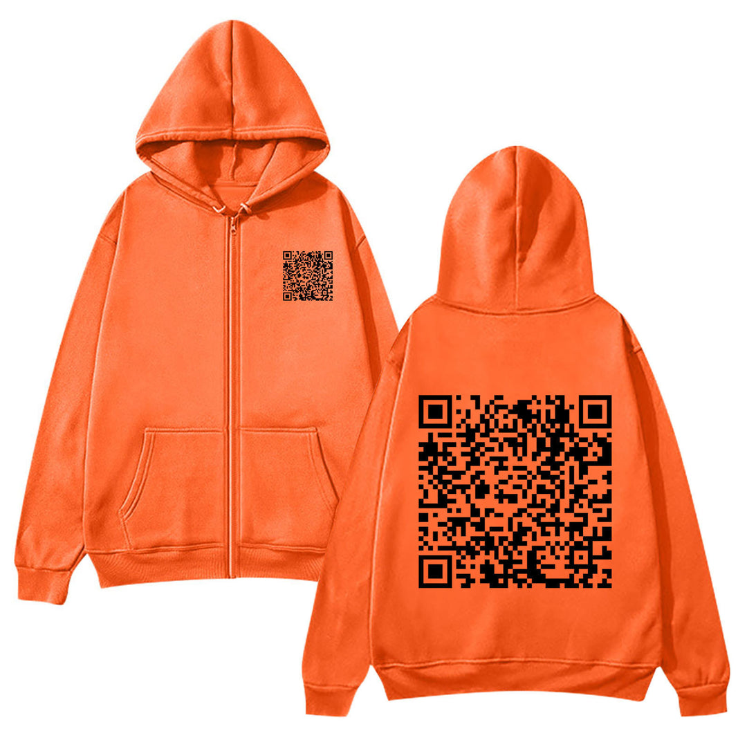 Damen Kapuzenjacke mit QR-Code-Design und weichem Fleece Drune