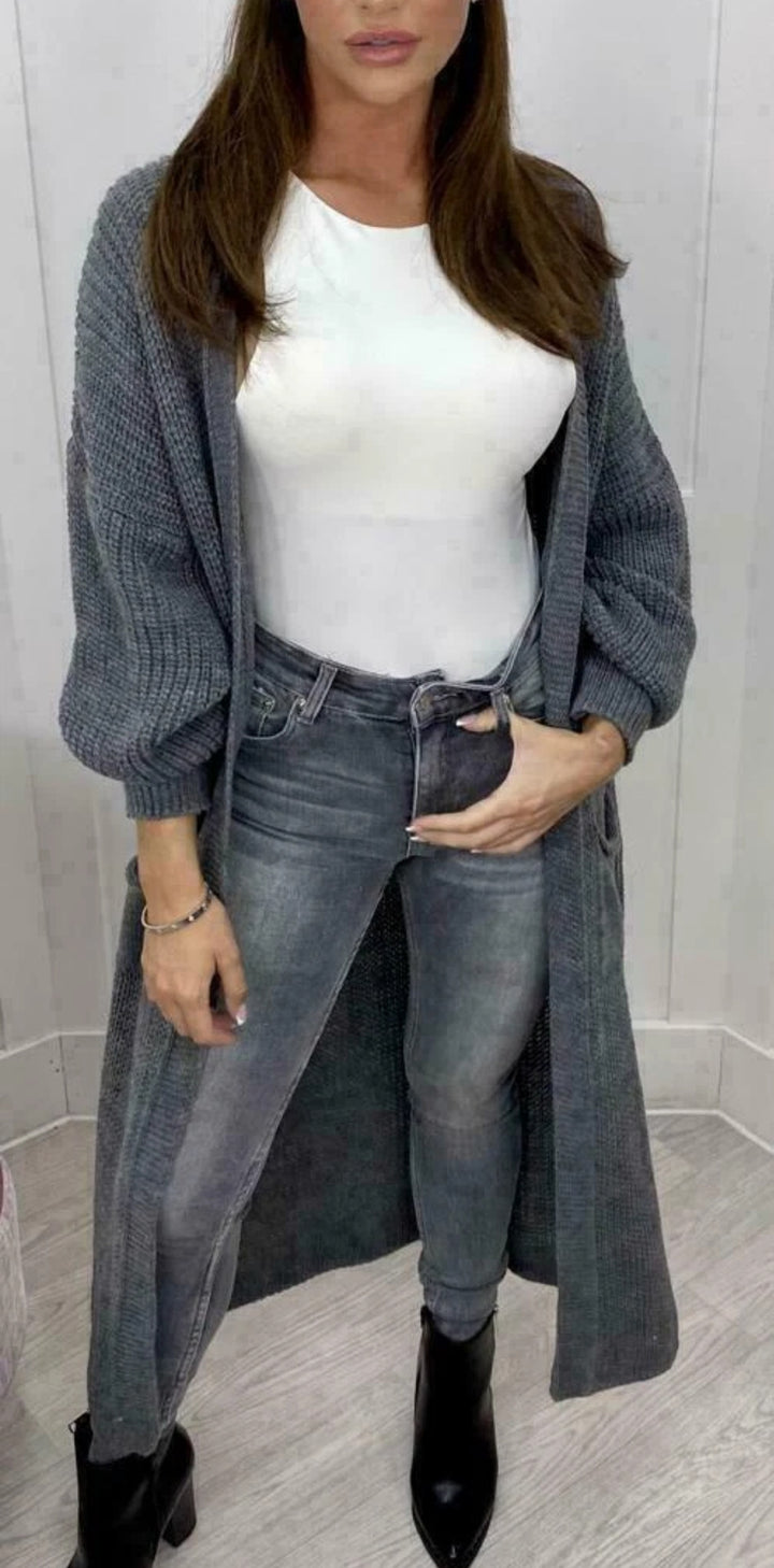 Damen Grobstrickmantel im lässigen offenen Design Drune