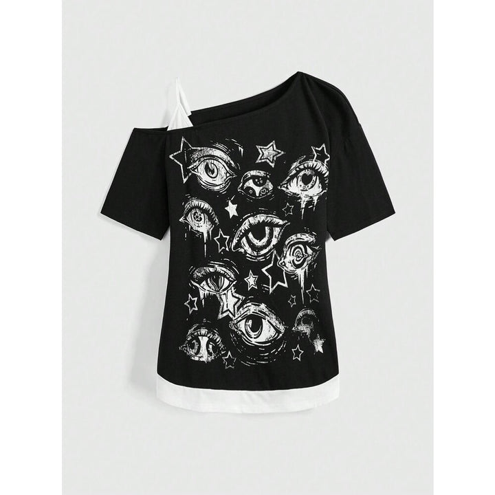 Damen kreatives T-Shirt mit asymmetrischem Design Drune