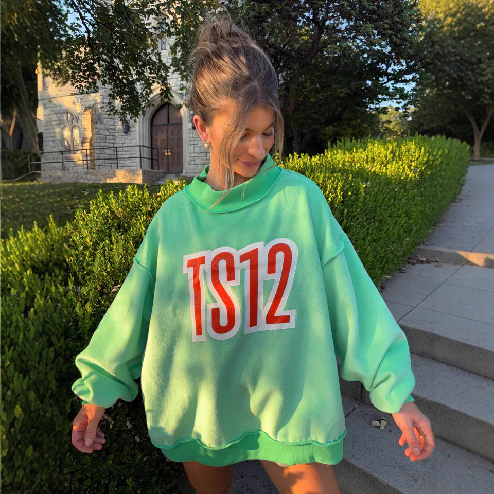 Damen Oversized Sweatshirt mit kreativem Grafikdruck Drune