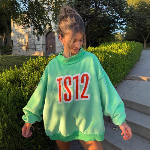 Damen Oversized Sweatshirt mit kreativem Grafikdruck Drune