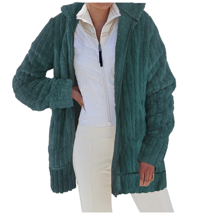 Damen Kuscheljacke mit weichem, strukturiertem Material und hohem Kragen Drune