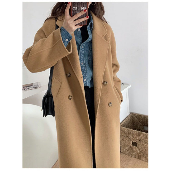 Damen eleganter Wintermantel mit doppelter Knopfleiste und großzügigen Taschen Drune