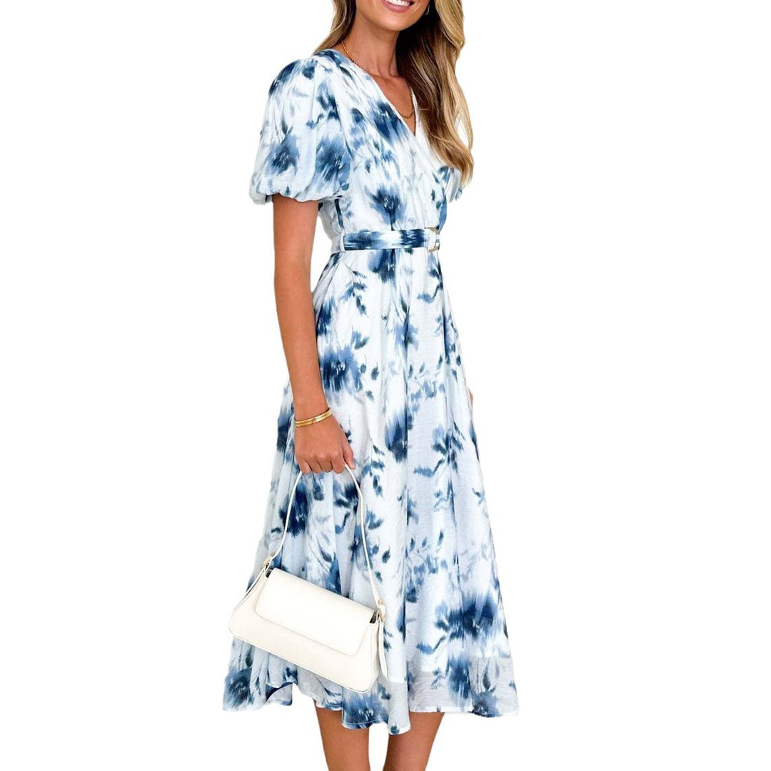 Damen Midi-Kleid mit verspieltem Wickeldesign und blumigen Akzenten Drune