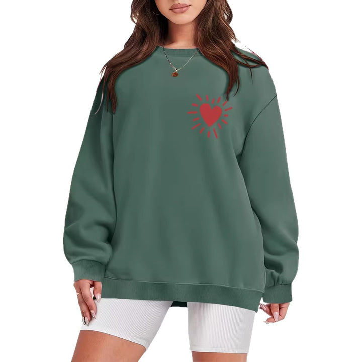 Damen Sweatshirt mit lässigem Herzmotiv und übergroßem Schnitt Drune