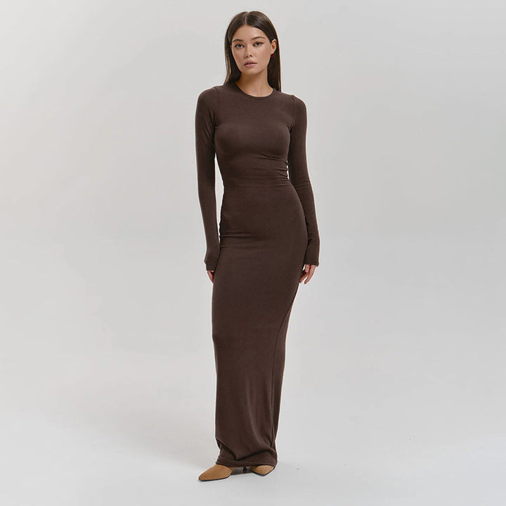Damen Elegantes Langarm-Maxikleid mit figurformendem Schnitt und hohem Komfort Drune