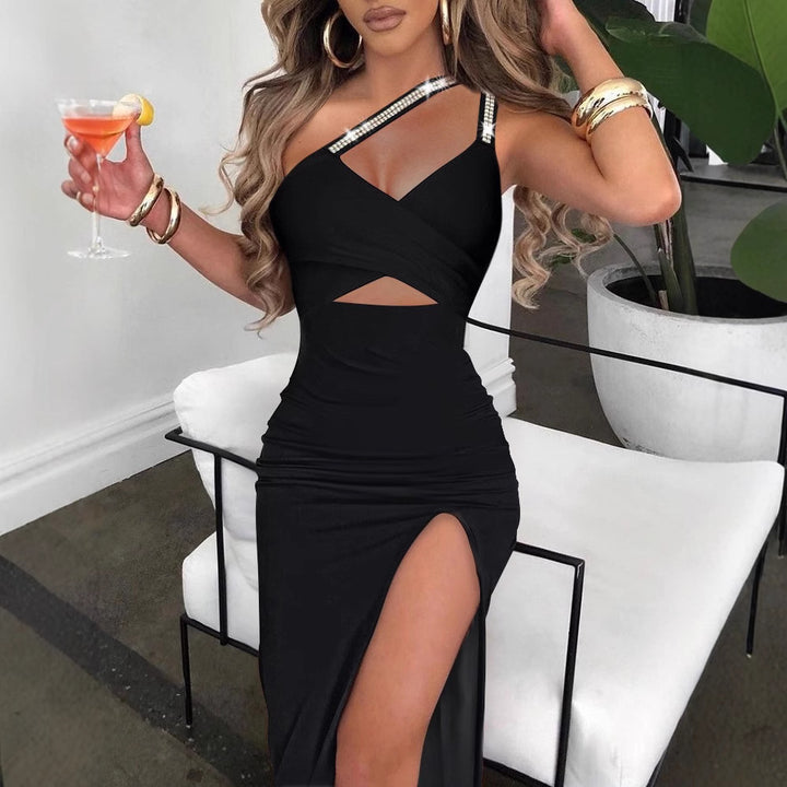 Damen Maxikleid mit asymmetrischem Schnitt und eleganten Glitzerdetails Drune