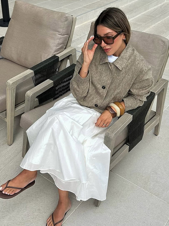 Damen modische Oversized-Jacke mit strukturiertem Stoff Drune