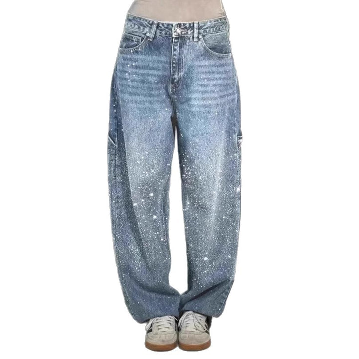 Damen modische Mom-Jeans mit schimmernden Details Drune