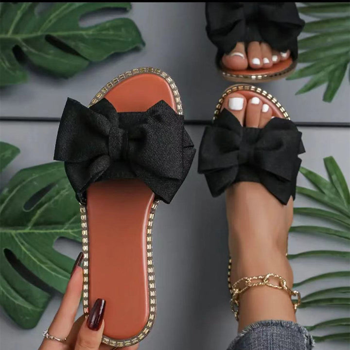 Damen Sommer-Slipper mit dekorativen Schleifenapplikationen und ergonomischer Fußbettung Drune
