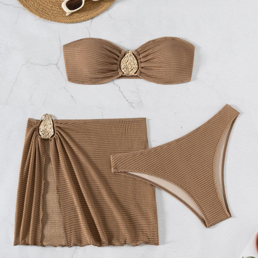 Damen Bandeau-Bikini-Set mit elegantem Drapierungsdetail Drune