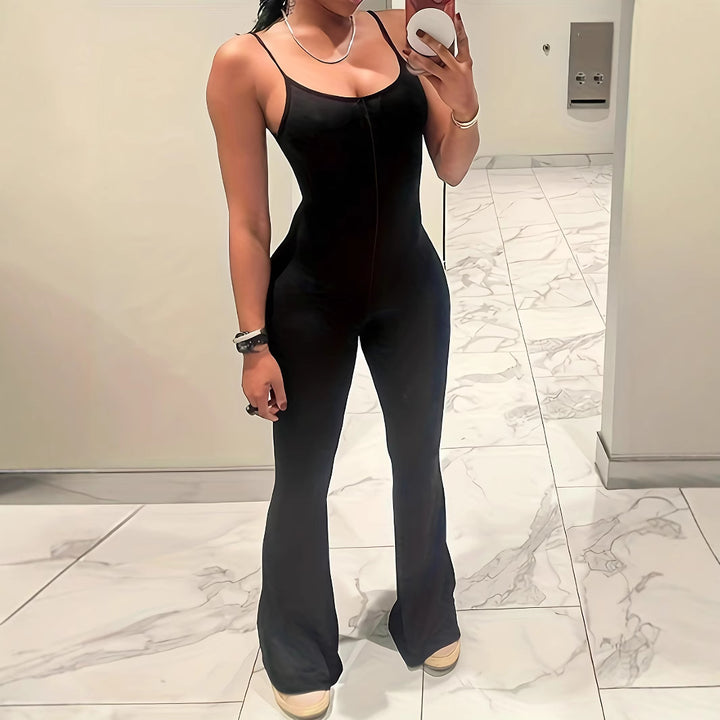 Damen Flared Jumpsuit mit verstellbaren Trägern und figurbetonendem Schnitt Drune