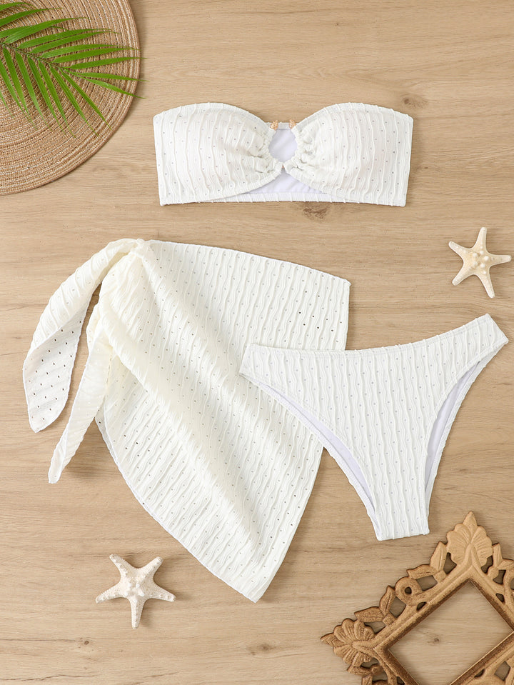Damen Bandeau-Bikini-Set mit raffiniertem Wickelrock und stilvollen Details Drune