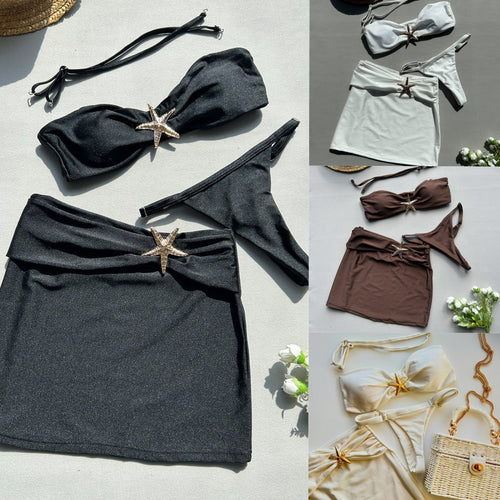 Damen Bikini-Set mit Röckchen und schimmerndem Muschel-Detail Drune
