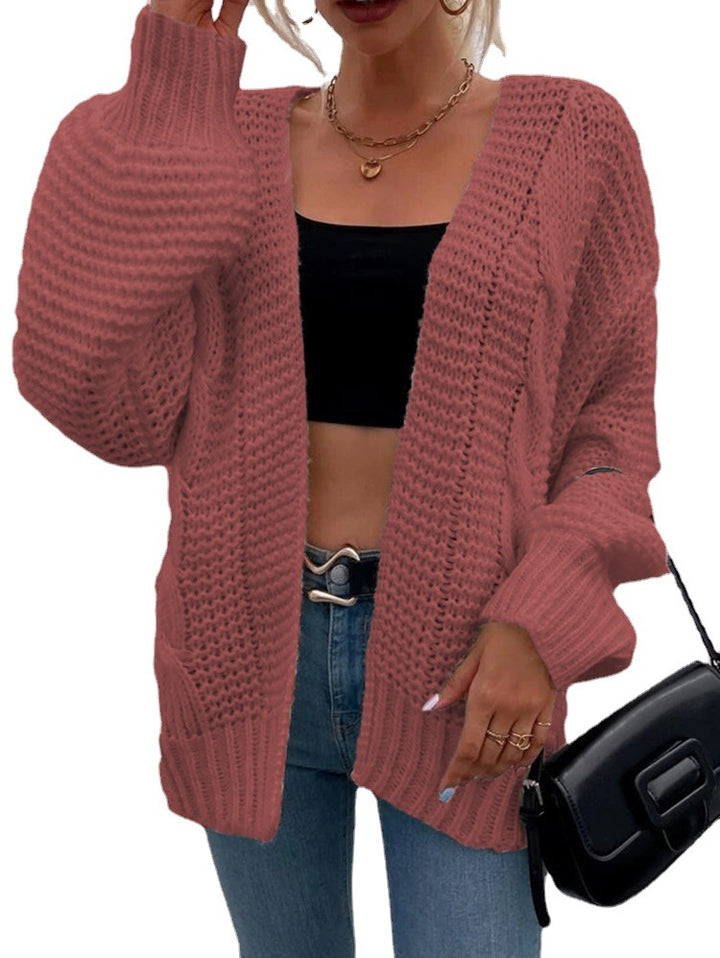 Damen Grobe Strickjacke mit offenem Schnitt und praktischen Taschen Drune