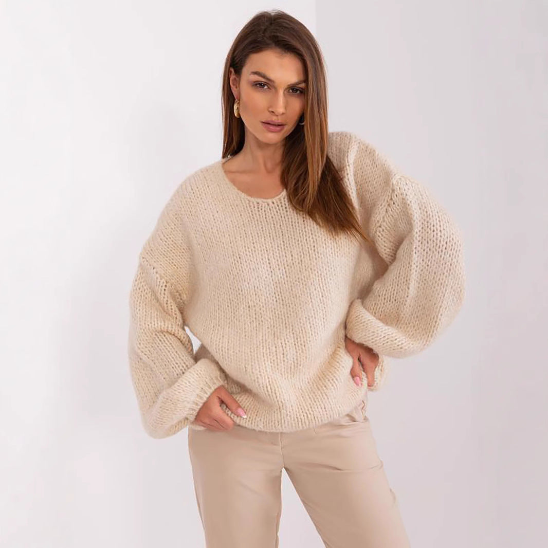 Damen Grobstrickpullover mit oversized Schnitt und weiten Ärmeln Drune