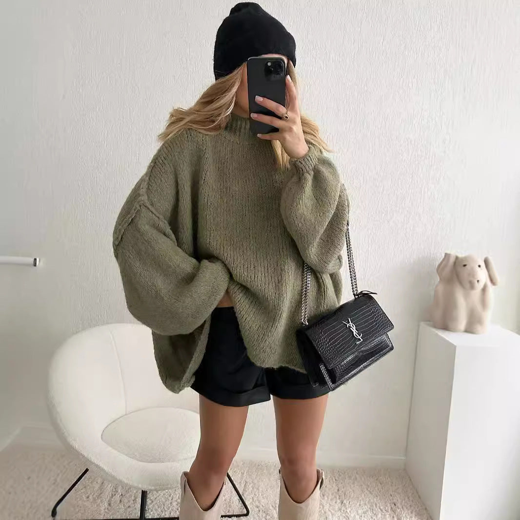 Damen Oversized Strickpullover mit weichem Material und modischen Ärmeln Drune