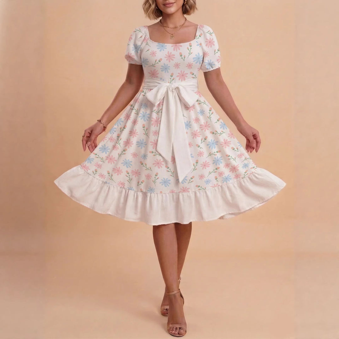 Damen Verspieltes Maxikleid mit Bärenmuster und taillierbarem Band Drune