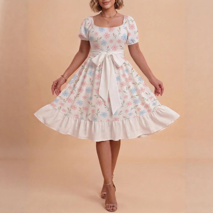 Damen Verspieltes Maxikleid mit Bärenmuster und taillierbarem Band Drune