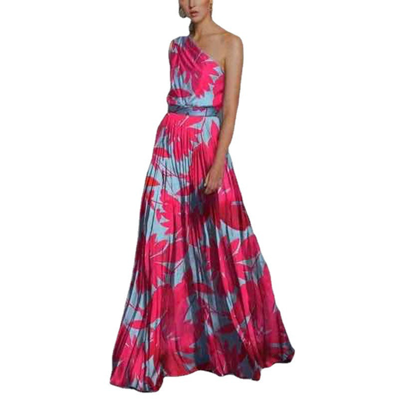 Damen Maxikleid mit asymmetrischem Schnitt und floralem Design Drune