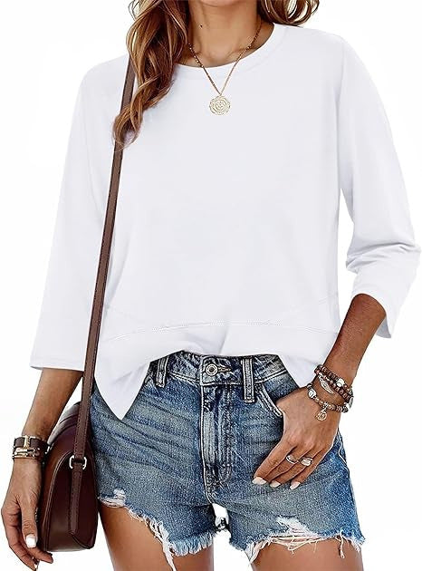 Damen lässiger Pullover mit drei Viertel-Ärmeln Drune
