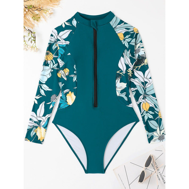 Damen Surfanzug mit floralem Design und sportlichem Reißverschluss Drune