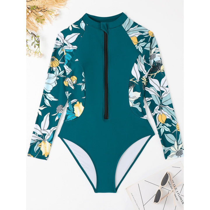 Damen Surfanzug mit floralem Design und sportlichem Reißverschluss Drune