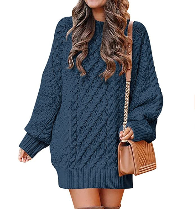 Damen Oversize-Strickpullover mit Zopfmuster Drune