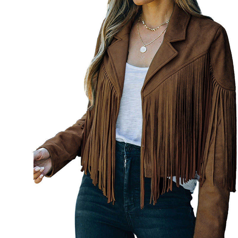 Damen Fransenjacke aus hochwertigem Suede-Mix Drune