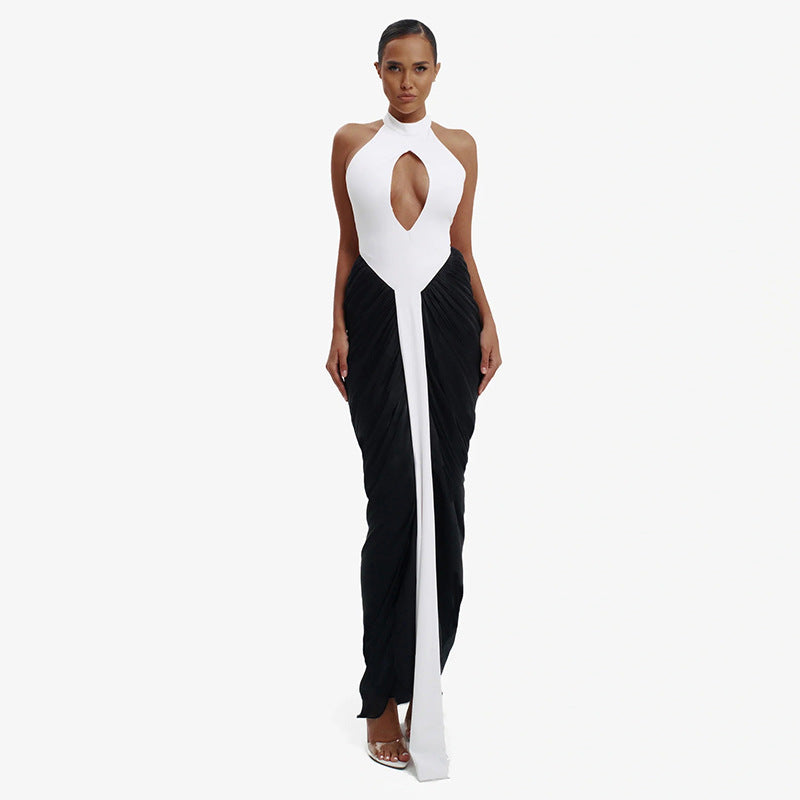 Damen Maxikleid mit hochgeschlossenem Ausschnitt und elegantem Cut-Out Drune