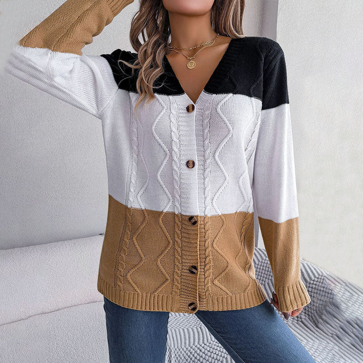 Drune | Farbblock Strickjacke Mit Modischem Stil