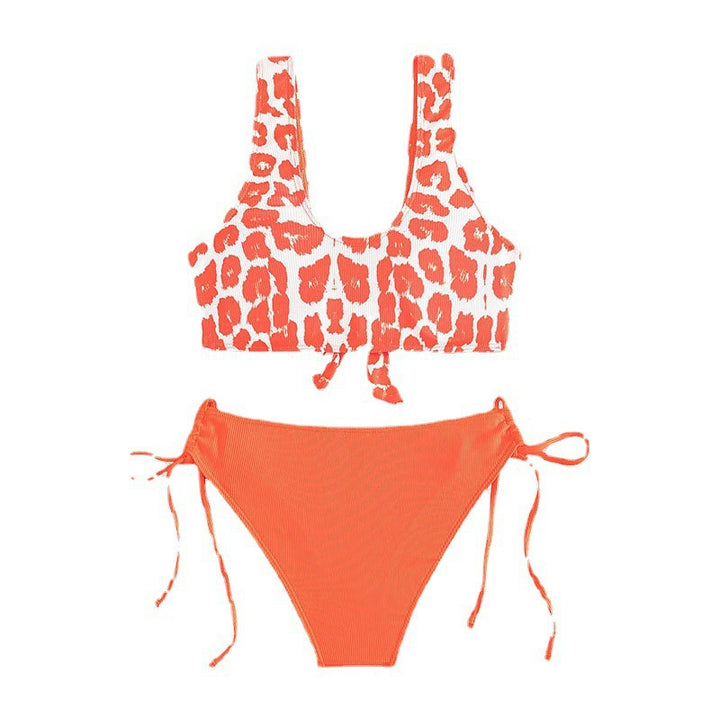 Damen Triangel-Bikini Set mit verspieltem Leopardenmuster und praktischen Bindebändern Drune