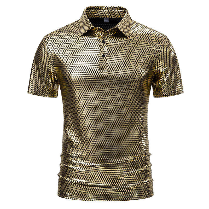 Herren Poloshirt mit glänzendem Honigwaben-Muster Drune