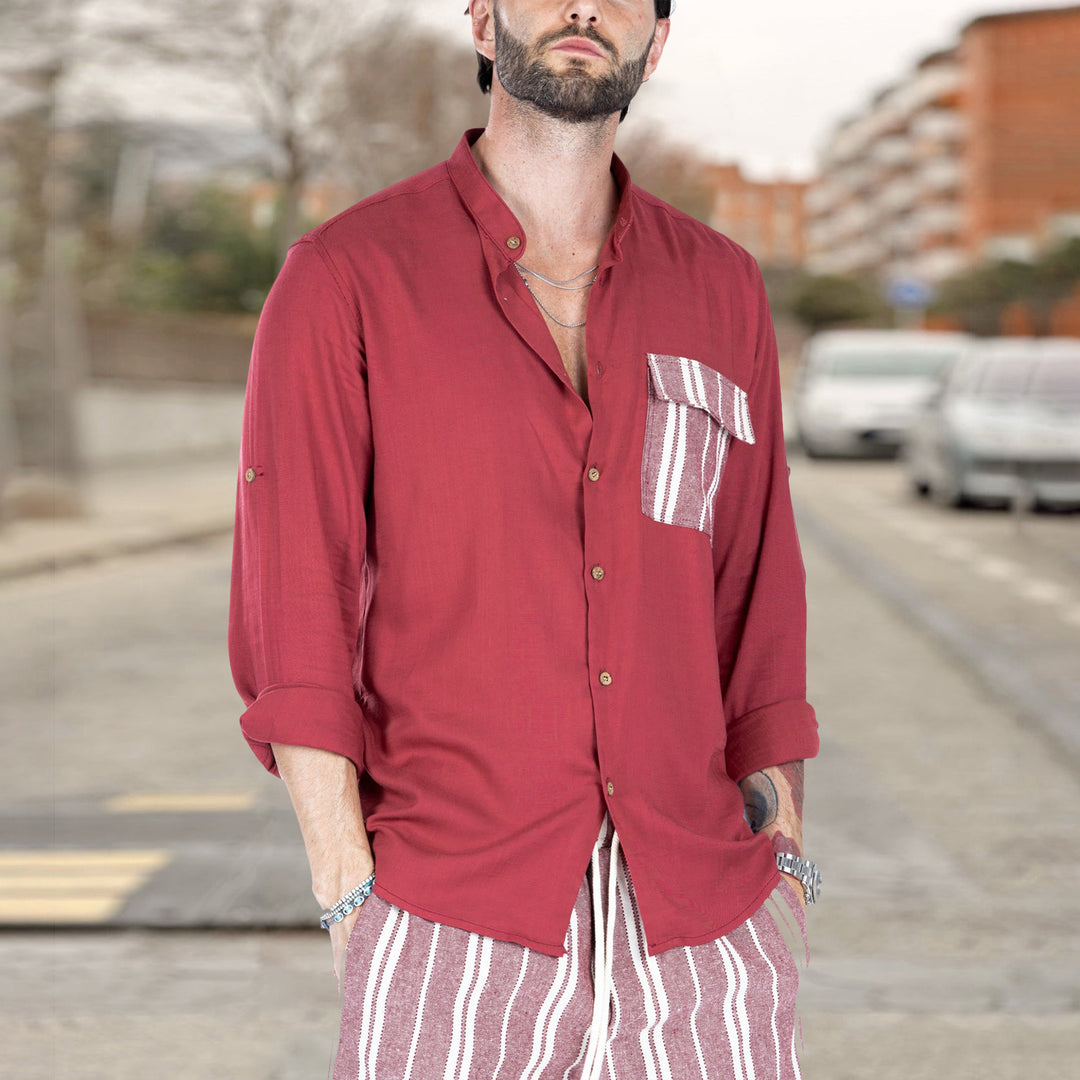 Herren luftige Sommerbluse mit Streifenmuster Drune
