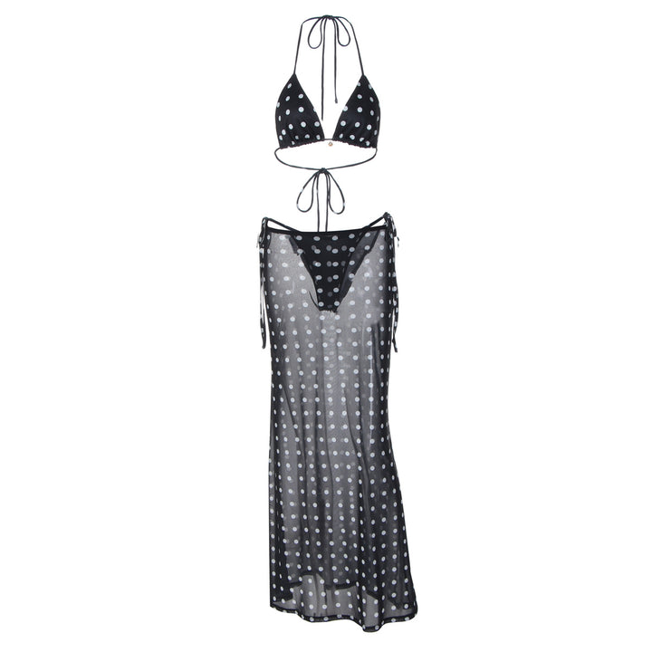 Damen Strandkleid mit Punkten und seitlichem Bindeband Drune