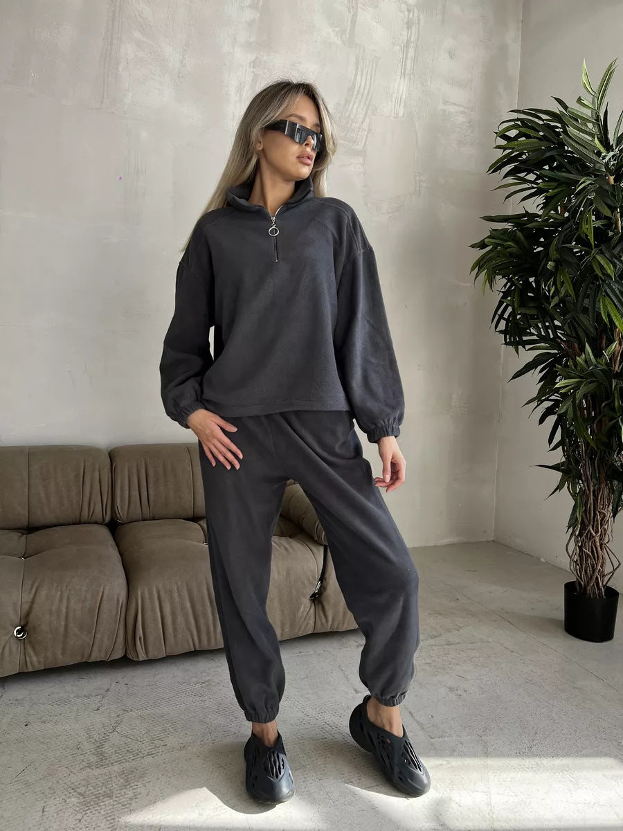 Damen Sportliches Sweatshirt und Jogginghose Set mit Tunnelzug Drune